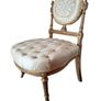 CLEARANCE: PAIR of French Louis XVI style giltwood petite boudoir or slipper chairs circa late 19thC. Image 9