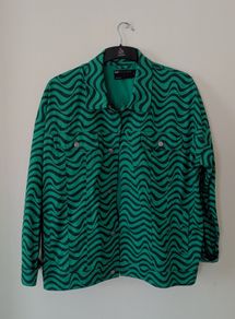 ASOS Design Green Wave Print Jacket Size Medium