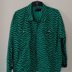 ASOS Design Green Wave Print Jacket Size Medium