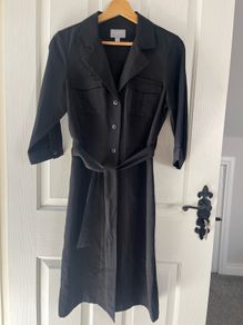 Pure Collection Belted Shirt Dress - Size UK 12 - Silk and Linen