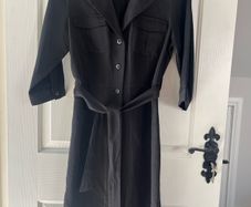 Pure Collection Belted Shirt Dress - Size UK 12 - Silk and Linen