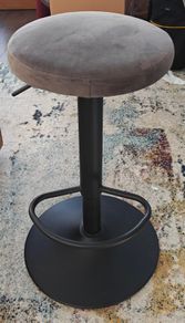 Grey Velvet Adjustable Bar Stools