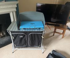 Royal camping  kitchen with 2 ring gas cooker.
