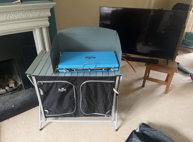 Royal camping  kitchen with 2 ring gas cooker.