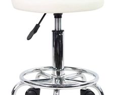 NEW SALE | PU Leather Round Rolling Stool with Foot Rest Height Adjustable Swivel Drafting Work SPA Task Chair with Wheels