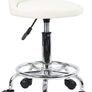 NEW SALE | Quality Leather Round Rolling Stool with Foot Rest Height Adjustable Image 7
