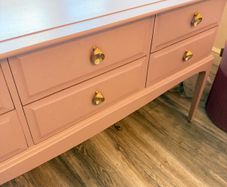 Upcycled Solid Wood 6 Drawer Sideboard / Dressing Table - Farrow & Ball Sulking Room Pink
