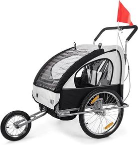 Bicycle Trailer, Jogger, 2in1 Children's Bicycle Trailer, Transport Trolley Suspension Rear Axle for 2 Children