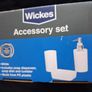 Brand New Wickes Accessory Set - Soap Dispenser, Soap Dish, Tumbler - Colour - White - RRP - 12.99 Image 5