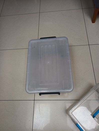 Plastic Storage Box With Lids x 2 - Different  Sizes.