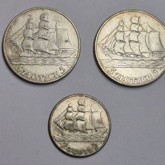 Poland 2 and 5 zlotych coins 1936 sailing ship
