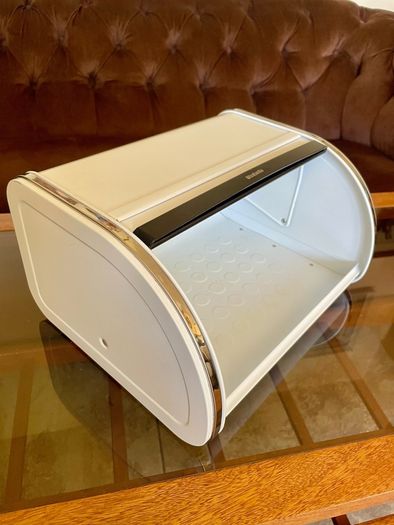 Brabantia Roll Top Bread Bin Countertop Storage Box White Mid Size