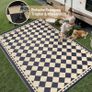 Outdoor Rug Extra Large Garden Rug for Patios Waterproof Reversible Outdoor Carpet Mat,Plastic Straw UV Resistant Area Rugs for Patios,Garden,RV,Picnic,Beach,Balcony,240x300cm,Black & Beige Image 6