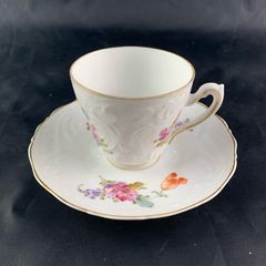 Rare Antique Hermann Ohme Royal Saxe Demitasse Cup & Sauce
