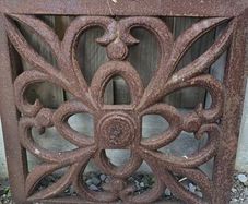 Vintage Ornate Cast Iron Garden Base / Architectural Salvage Plaque