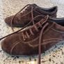 slim brown suede trainer shoe Image 5