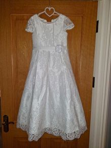 Girls communion dress,shoes, gloves and head piece