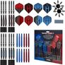 NEW SALE | 65 Piece Steel Tip Dart Set with 21g/22g/23g/24g Barrels, Flights, Sharpening Stone and Aluminium Shafts, Series 3, Black/Red/Blue Image 3