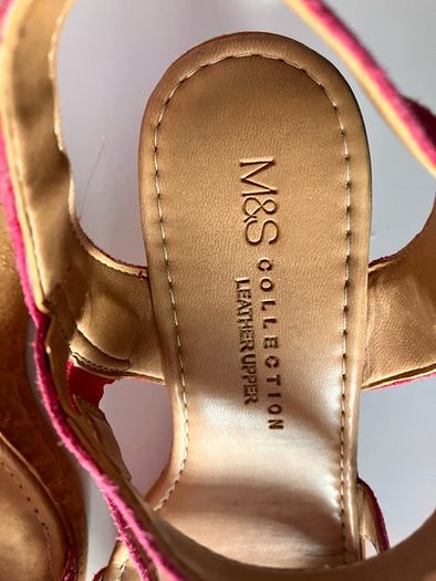 Pink suade leather wedges M&S