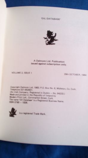 Oil Database publication 1984. Ireland.
