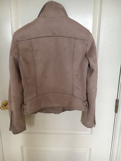 Dusky Pink Suede Biker Jacket
