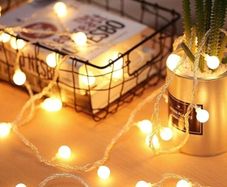 Fairy Lights Battery Operated, 5m 16ft 40LED Ball Waterproof Globe String Light, 2 Lighting Modes, for Indoor Lighting, Bedroom, Wedding, Party, Christmas, Halloween, Valentine, Camping