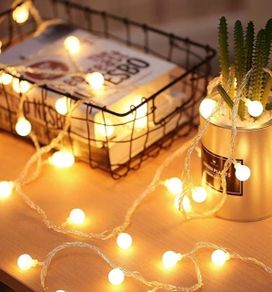 Fairy Lights Battery Operated, 5m 16ft 40LED Ball Waterproof Globe String Light, 2 Lighting Modes, for Indoor Lighting, Bedroom, Wedding, Party, Christmas, Halloween, Valentine, Camping