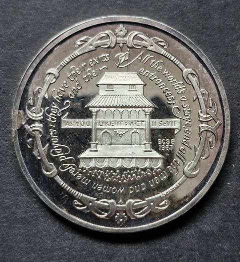 United Kingdom 1967 Medal - William Shakespeare BCS 6 Britannia Commemorative Society (41 Grams .999 Silver)