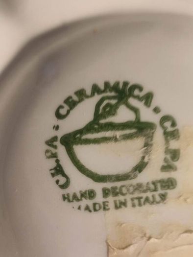 Vintage C.E.P.A. ceramic hand decorated made in Italy 5 section dip tray harvest leaves