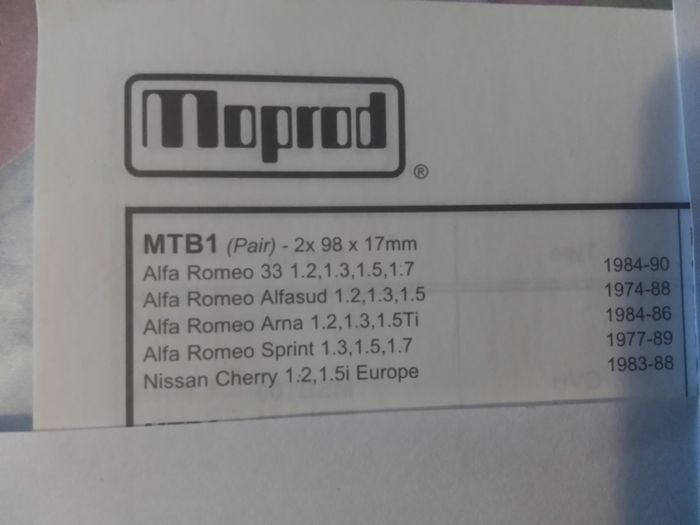 Alfa Romeo 33 / Alfasud Timing Belts.