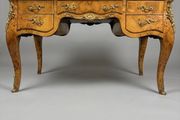 Louis XV Style Burl Walnut Writing Desk with Leather Top