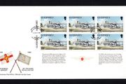 1989 Guernsey 50th Anniversary of Guernsey Airport 18p booklet pane showing BEA de Havilland DH.89 Dragon Rapide Commemorative Stamps Official First Day Cover (FDC)