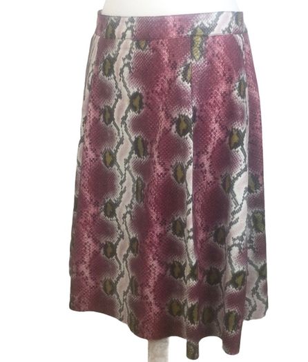 Savida Pink Animal Print Pleather A Line Knee Length Skirt /pockets L Uk  16 Including Post