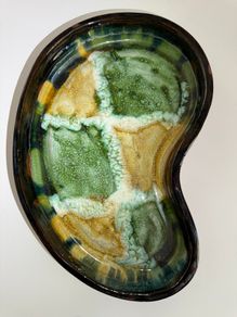 Large Signed Rosso Pottery Studio Dish