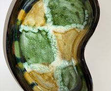 Large Signed Rosso Pottery Studio Dish