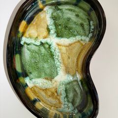Large Signed Rosso Pottery Studio Dish