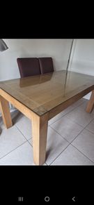 large dining table & two chairs