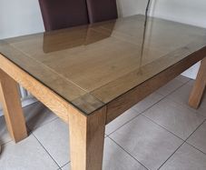 large dining table & two chairs