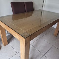large dining table & two chairs