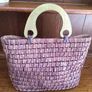 Brown Straw Handbag with wooden handles Image 2