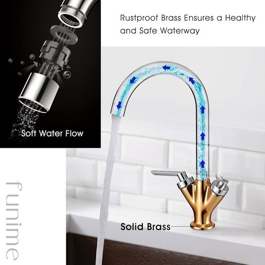NEW SALE | Kitchen Sink Mixer Taps Monobloc Swivel Spout Chrome Brass Dual Lever with Hoses