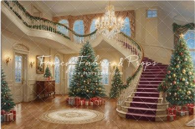 fancy fabric Christmas backdrop