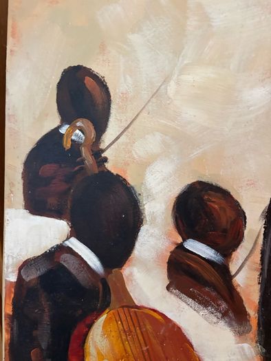Large Original Jazz Orchestra Painting Abstract Musicians with Cello & Violins (80x80 cm)
