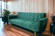 Luxury Velvet Sofa Bed with Golden Legs green