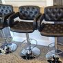 Set of 3 black leather effect bar stools Image 2