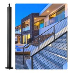 Cable Railing Post 36x2x2in/91.4x5.1x5.1 cm Steel Railing Post Without Holes 1-Pack Black
