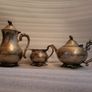 Antique mtching silver plated tea pot, coffee pot and sugar bowl set Image 2
