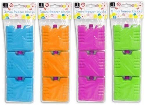Set of 3 mini ice brick pack block blocks freezer cooler bag box travel picnic, colour sent at random