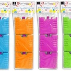 Set of 3 mini ice brick pack block blocks freezer cooler bag box travel picnic, colour sent at random