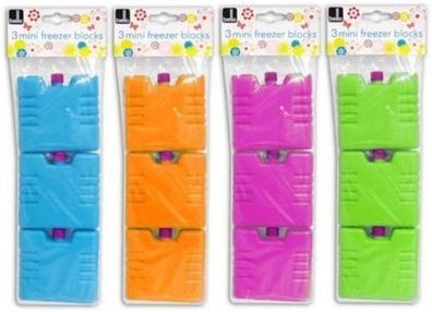 Set of 3 mini ice brick pack block blocks freezer cooler bag box travel picnic, colour sent at random